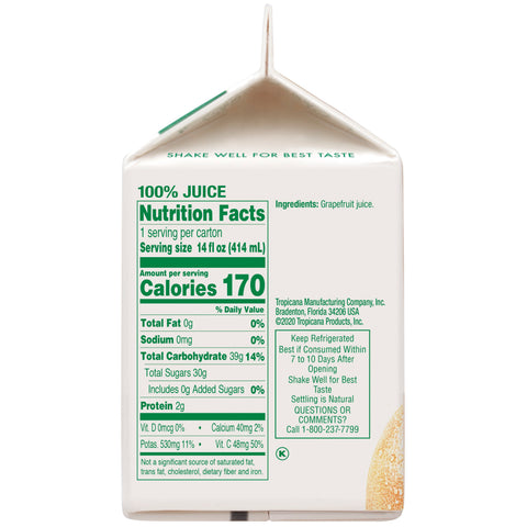 Tropicana Pure Premium JUICE GRAPEFRUIT RUBY RED PURE PREMIUM SINGLE SERVE CARTON