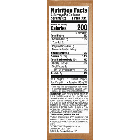 Lance CRACKER PEANUT BUTTER WHOLE GRAIN