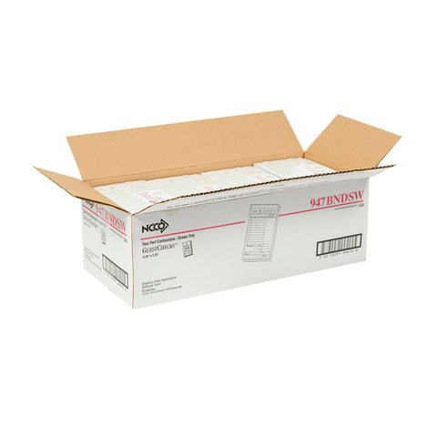 National Checking Company Carbonless Guest Check Board - 2 Part Green, 11 Line, 4.20 x 7.25 inch -- 2000 per case.