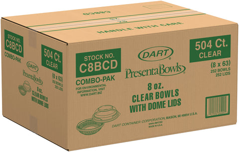 Dart BOWL PET CLEAR PRESENTABOWL® COMBO W/ DOME LID 8 OZ