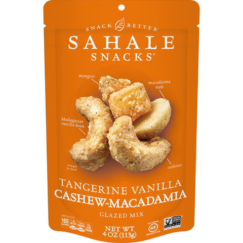 Sahale Tangerine Vanilla Cashew and Macadamia Nuts Glazed Mix, 4 Ounce -- 6 per case.