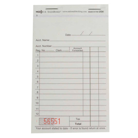 Salesbook -No Carbon, 2Pt White, 12 Line, 3.50 X 5.63 Inch, 50 Sets Per Book -- 5000 Per Case.