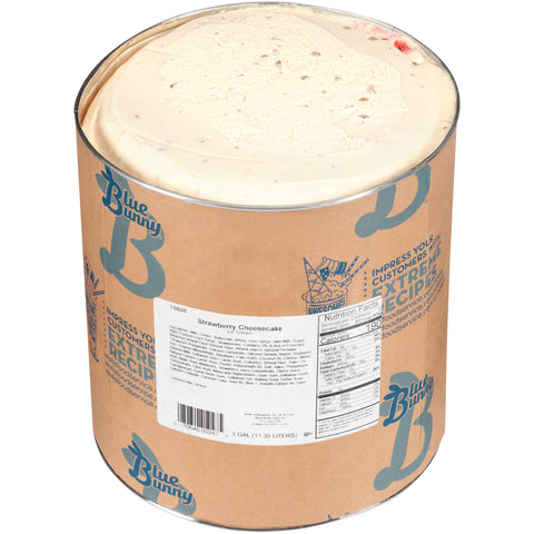 Blue Bunny Premium Strawberry Cheesecake Ice Cream, 3 Gallon Tub
