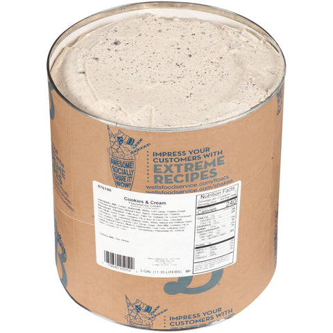Blue Bunny Premium Cookies and Cream Ice Cream, 3 Gallon Tub