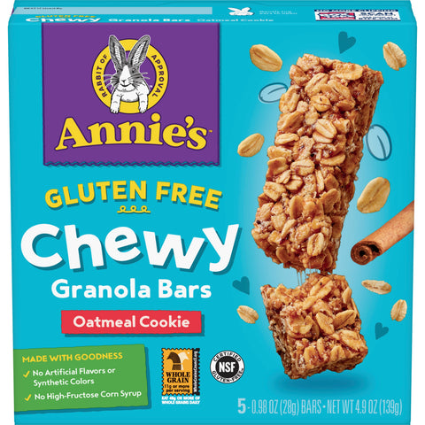 Annies Homegrown Gluten Free Oatmeal Cookie Granola Bar, 4.9 Ounce -- 12 per case