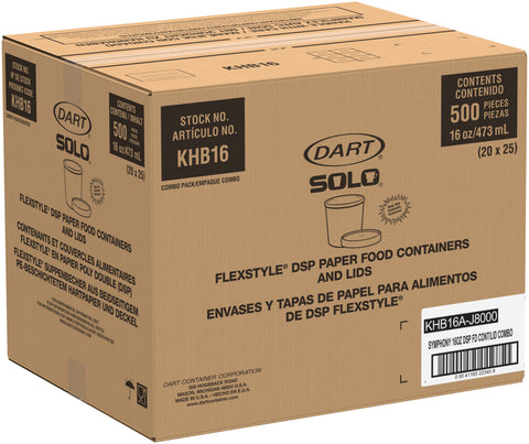 SOLO Cup Company Flexstyle Double Poly Paper Containers, 16oz, White, 25/Pack, 10 Packs/Carton