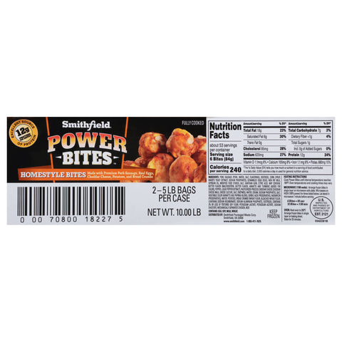 Smithfield (SF) SAUSAGE EGG & CHEESE BREAKFAST POWER BITE HOMESTYLE FROZEN