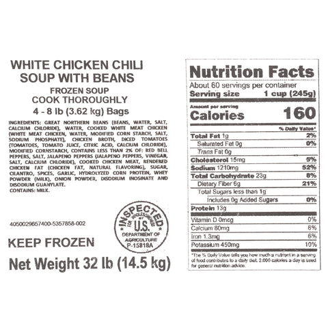 Chef Francisco White Bean Chicken Chili Soup, 8 Pound -- 4 per case