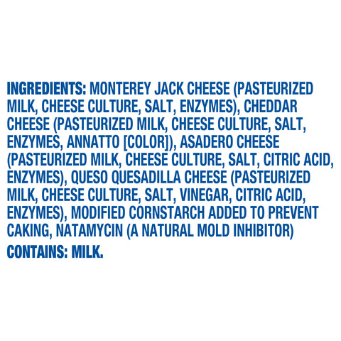 Kraft Finely Shredded Mexican Style Four Cheese, 8 Ounce -- 12 per case.