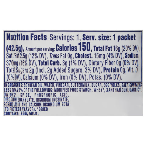 Dressing Ranch Single Serve Pouch