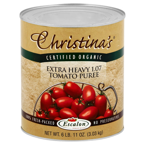 Christinas Organic Extra Heavy Tomato Puree, 107 Ounce -- 6 per case.