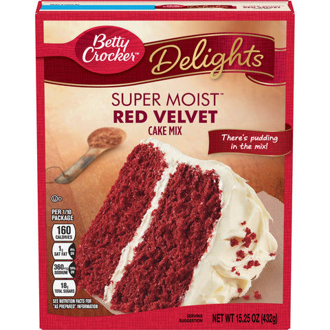 Betty Crocker Super Moist Red Velvet Cake Mix, 15.25 Ounce -- 12 per case.