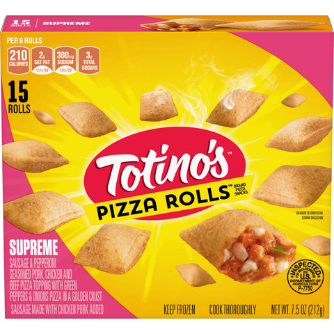 Totinos Supreme Pizza Rolls, 7.5 Ounce -- 12 per case.