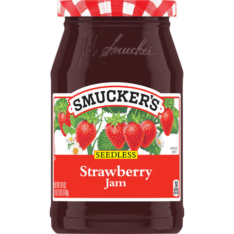 Smuckers Seedless Strawberry Jam, 18 Ounce -- 12 per case.