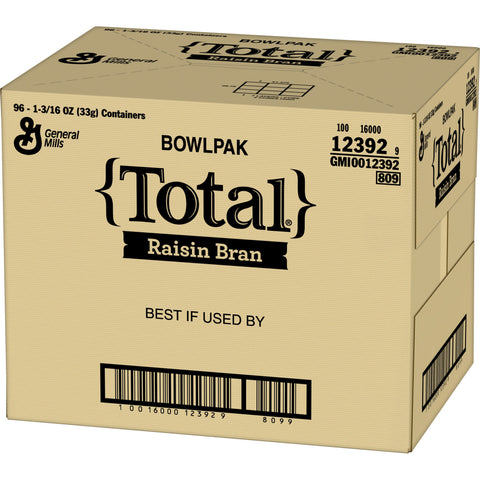 General Mills Total Raisin Bran Cereal, Bowl Pak, 1.19 Ounce -- 96 per case.