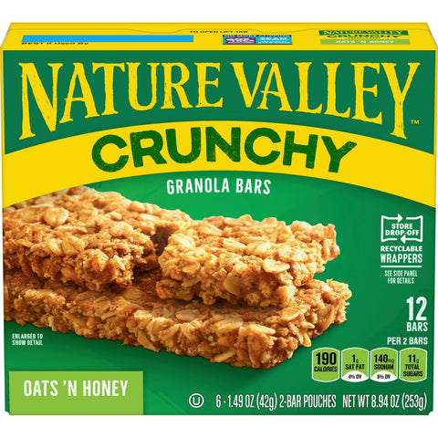 Nature Valley Oats and Honey Granola Bar, 8.9 Ounce -- 12 per case.