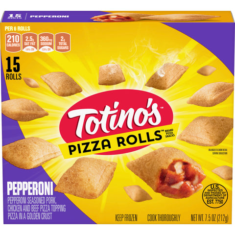 Totinos Pepperoni 7.5 Ounce Pizza Roll, 15 count per pack -- 12 per case.