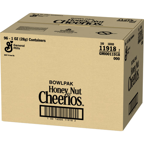 General Mills Honey Nut Cheerios Cereal, Bowl Pak, 1 Ounce -- 96 per case.