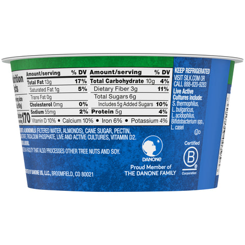 Silk Cultured Plain Almondmilk Yogurt Alternative, 5.3 Ounce -- 8 per case.