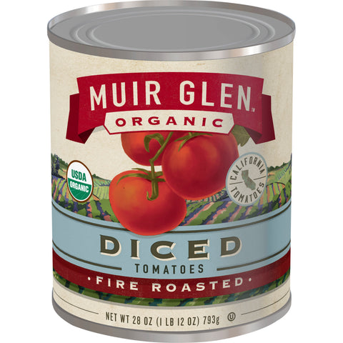 Muir Glen Organic Fire Roasted Diced Tomato, 28 Ounce -- 12 per case.