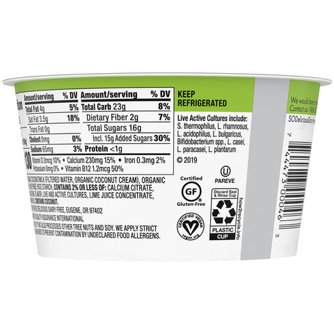 So Delicious Dairy Free Key Lime Coconutmilk Yogurt Alternative, 5.3 Ounce -- 12 per case