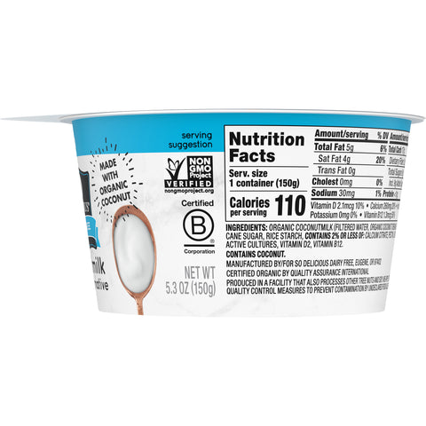 So Delicious YOGURT COCONUT MILK DAIRY FREE CULTURED ORGANIC