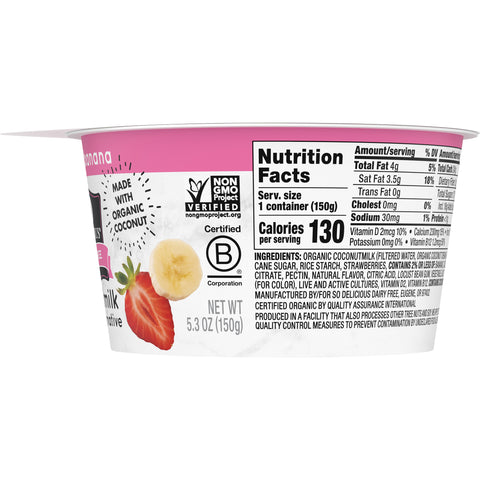 Yogurt Coconut Strawberry Banana Dairy Free Cultured Organic