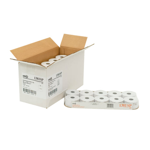 National Checking Company White Bond 1 Ply Register Roll Tape, 38 Millimetre -- 50 per case.