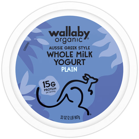 Wallaby Organic Plain Whole Milk Greek Yogurt, 32 Ounce -- 6 per case