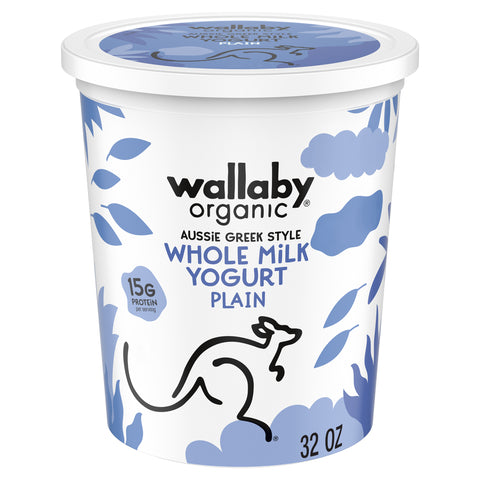 Wallaby Organic Plain Whole Milk Greek Yogurt, 32 Ounce -- 6 per case