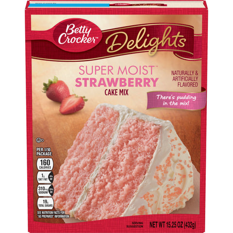 Betty Crocker Supermoist Strawberry Cake Mix, 15.25 Ounce -- 12 per case.