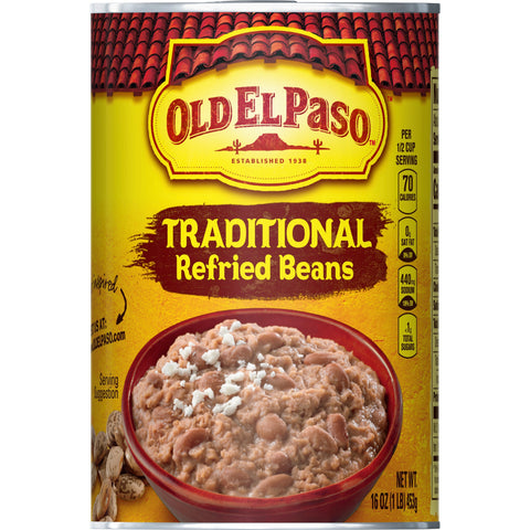 Old El Paso Traditional Refried Beans, 16 Ounce -- 24 per case.