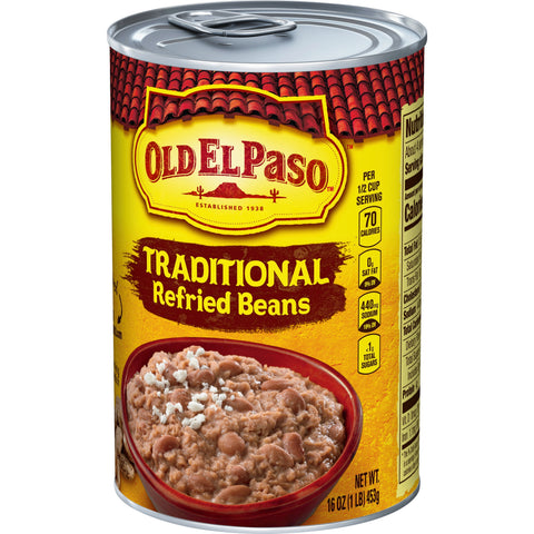 Old El Paso Traditional Refried Beans, 16 Ounce -- 24 per case.