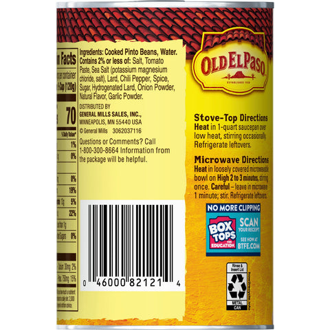 Old El Paso Traditional Refried Beans, 16 Ounce -- 24 per case.