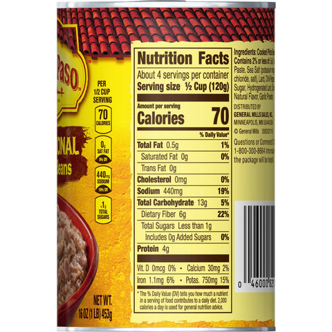 Old El Paso Traditional Refried Beans, 16 Ounce -- 24 per case.