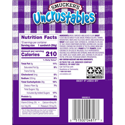 Uncrustables® SANDWICH PEANUT BUTTER AND GRAPE JELLY IW