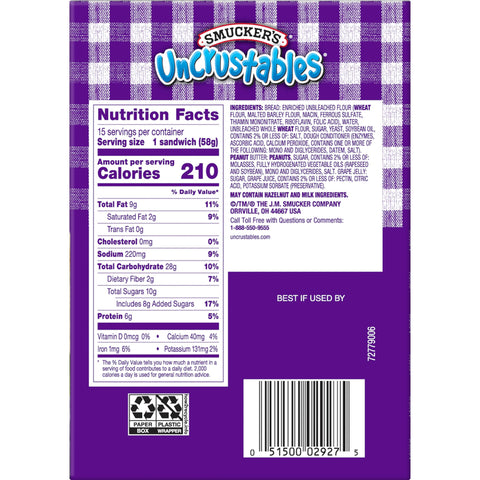 Uncrustables® SANDWICH PEANUT BUTTER AND GRAPE JELLY