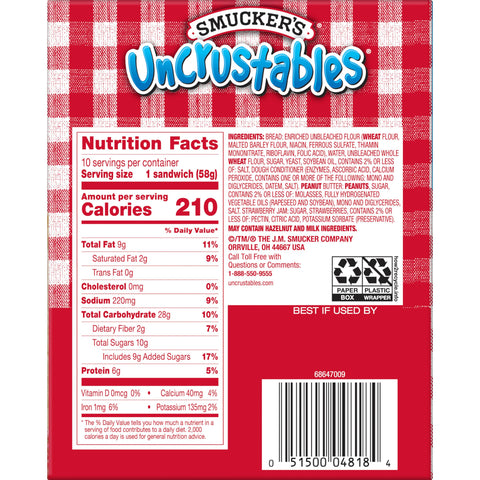Sandwich Peanut Butter & Strawberry Jelly Iw 2 Oz