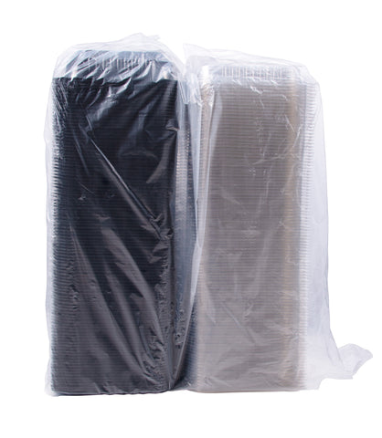Solo Creative Carryouts BoxLine Black Medium Polystyrene Dinnerbox Hinged Container, 11.5 x 8.1 x 3 inch -- 100 per case