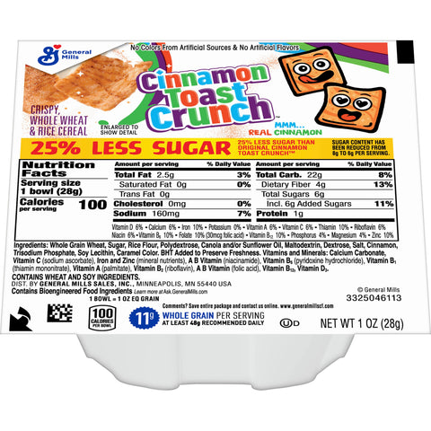 General Mills CEREAL CINNAMON TOAST CRUNCH® REDUCED SUGAR BOWLPAK
