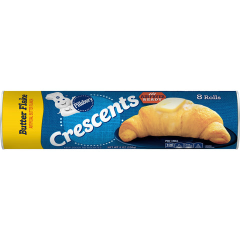 Pillsbury Butter Flake Crescents, 8 Ounce - 8 per pack -- 12 packs per case.