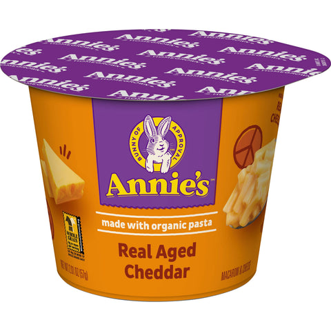 Annies Homegrown Real Aged Cheddar Microwavable Macaroni and Cheese Cup, 2.01 Ounce -- 12 per case