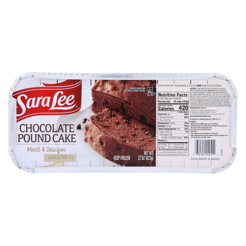 Sara Lee Chocolate Pound Cake, 22 Ounce -- 6 per case