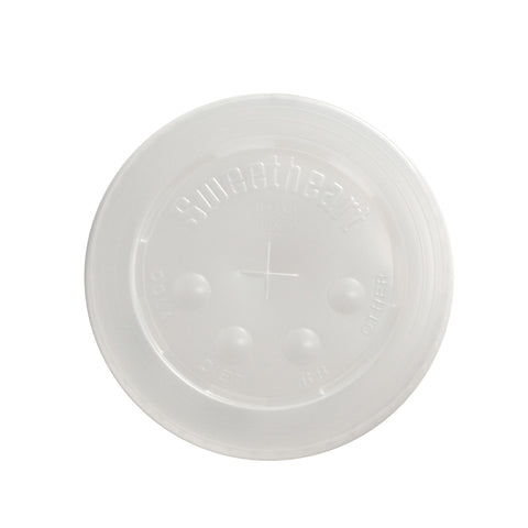 Solo® LID POLYSTYRENE FLAT W/ STRAW SLOT AND IDENTIFICATION BUTTONS 16-24 OZ
