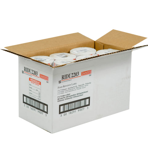 DateIt™ LABEL TRILINGUAL ITEM/DATE/USE BY REMOVABLE RED WEDNESDAY 2X2