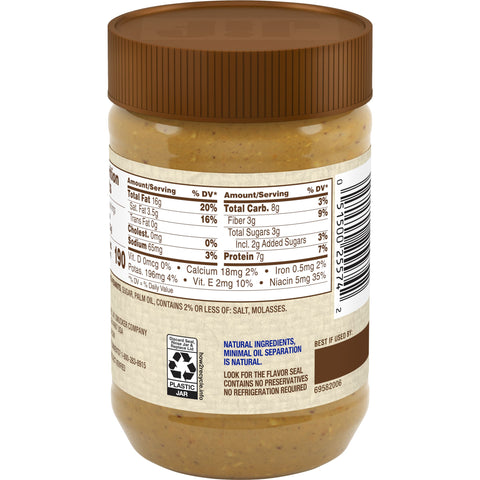 Jif Natural Crunchy Peanut Butter, 16 Ounce -- 12 per case.