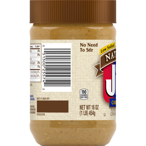 Jif Natural Crunchy Peanut Butter, 16 Ounce -- 12 per case.