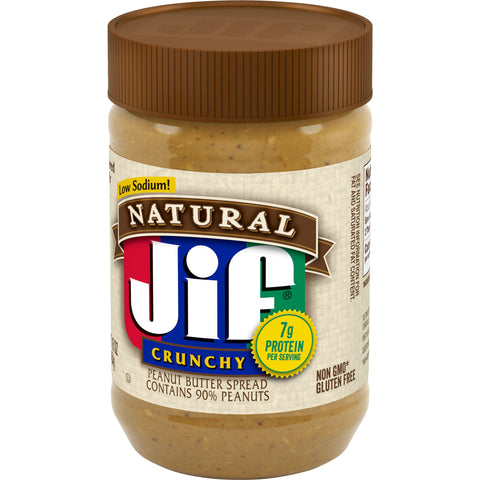 Jif Natural Crunchy Peanut Butter, 16 Ounce -- 12 per case.