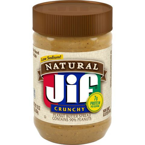 Jif Natural Crunchy Peanut Butter, 16 Ounce -- 12 per case.