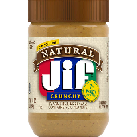Jif Natural Crunchy Peanut Butter, 16 Ounce -- 12 per case.